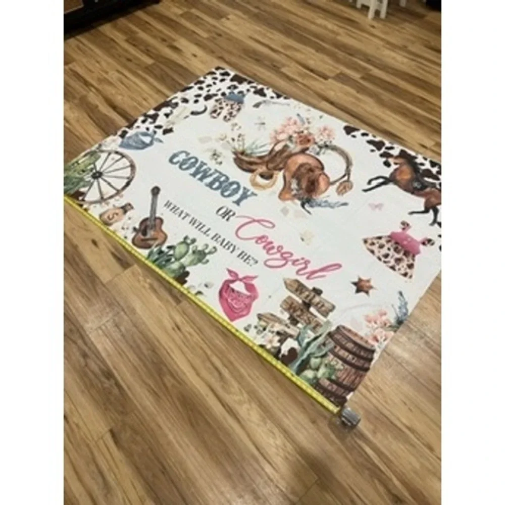 Cowboy or Cowgirl Gender Reveal Backdrop Western Wild West‎ Party Banner 82x59